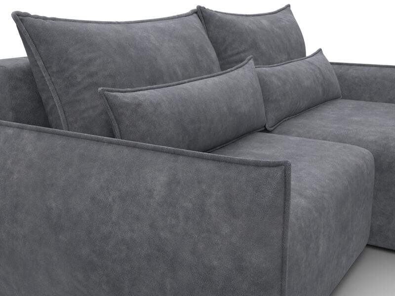 Диван угловой Лига-051 НПБ угол универсальный, Велюр, BRUT 16 темно-серый