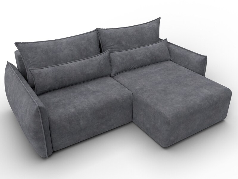Диван угловой Лига-051 НПБ угол универсальный, Велюр, BRUT 16 темно-серый