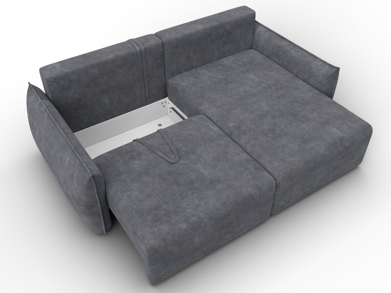 Диван угловой Лига-051 НПБ угол универсальный, Велюр, BRUT 16 темно-серый