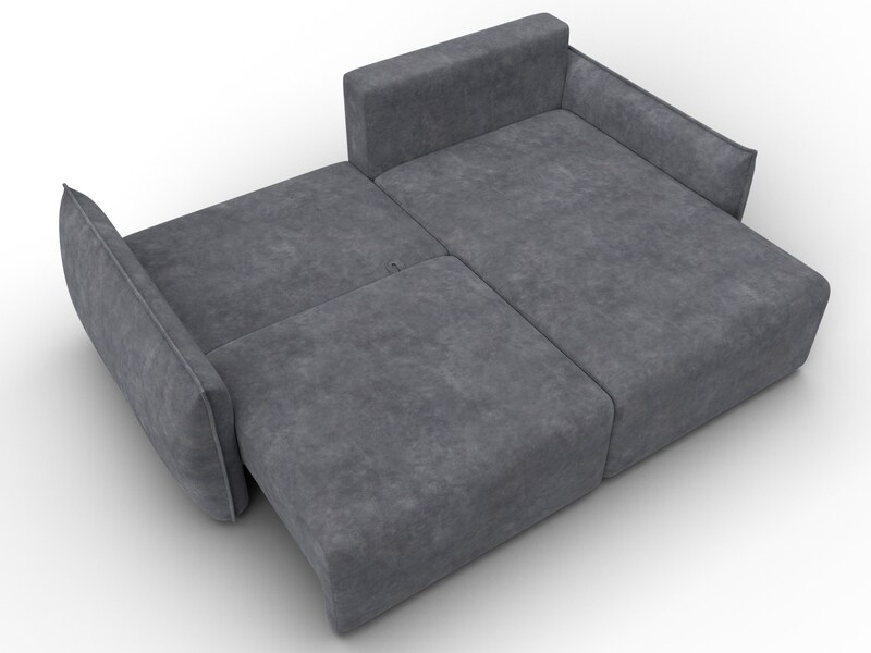 Диван угловой Лига-051 НПБ угол универсальный, Велюр, BRUT 16 темно-серый