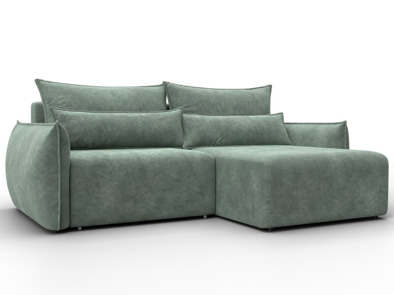 Диван угловой Лига-051 НПБ угол универсальный, Велюр, BRUT 08 зеленый