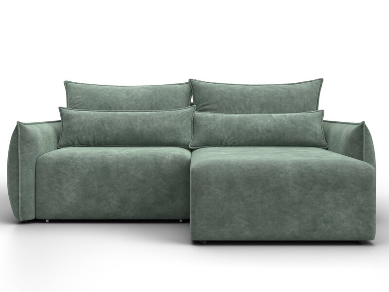 Диван угловой Лига-051 НПБ угол универсальный, Велюр, BRUT 08 зеленый