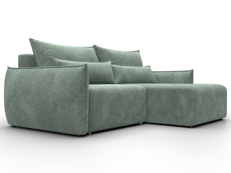 Диван угловой Лига-051 НПБ угол универсальный, Велюр, BRUT 08 зеленый