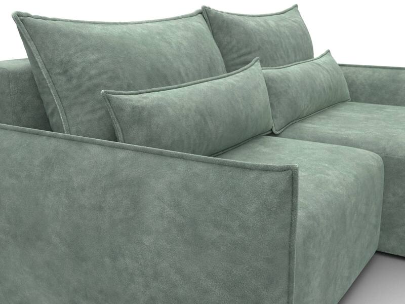 Диван угловой Лига-051 НПБ угол универсальный, Велюр, BRUT 08 зеленый