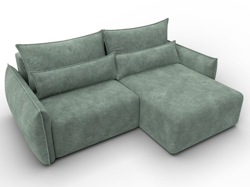 Диван угловой Лига-051 НПБ угол универсальный, Велюр, BRUT 08 зеленый