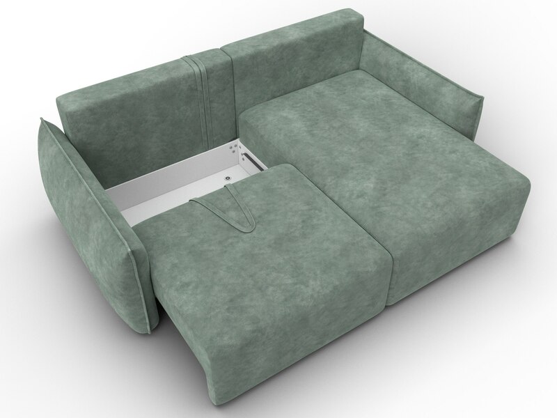 Диван угловой Лига-051 НПБ угол универсальный, Велюр, BRUT 08 зеленый