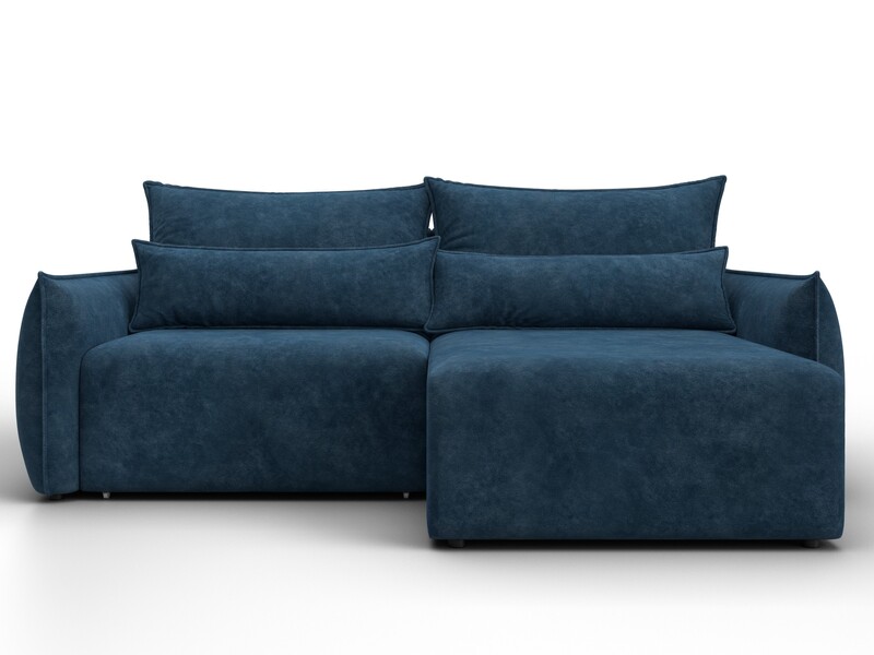 Диван угловой Лига-051 НПБ угол универсальный, Велюр, BRUT 11 синий