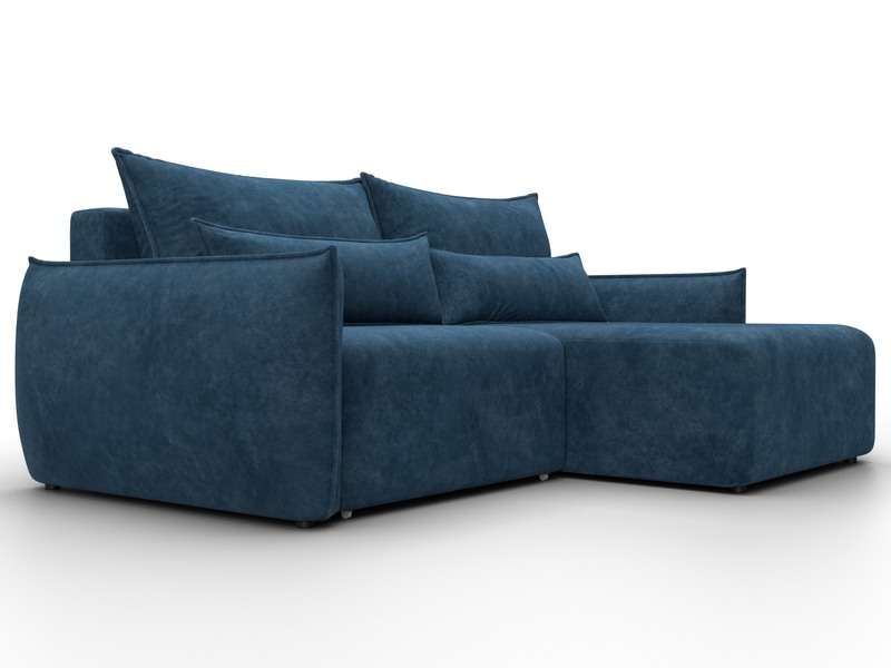 Диван угловой Лига-051 НПБ угол универсальный, Велюр, BRUT 11 синий