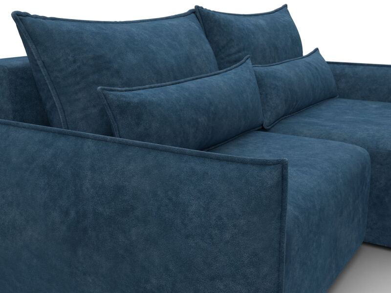 Диван угловой Лига-051 НПБ угол универсальный, Велюр, BRUT 11 синий