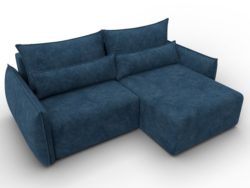 Диван угловой Лига-051 НПБ угол универсальный, Велюр, BRUT 11 синий