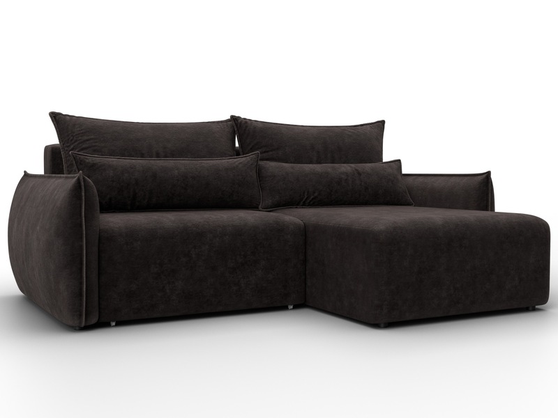 Диван угловой Лига-051 НПБ угол универсальный, Велюр, BRUT 17 коричневый