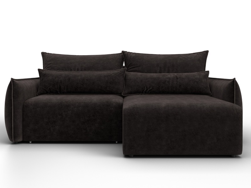 Диван угловой Лига-051 НПБ угол универсальный, Велюр, BRUT 17 коричневый