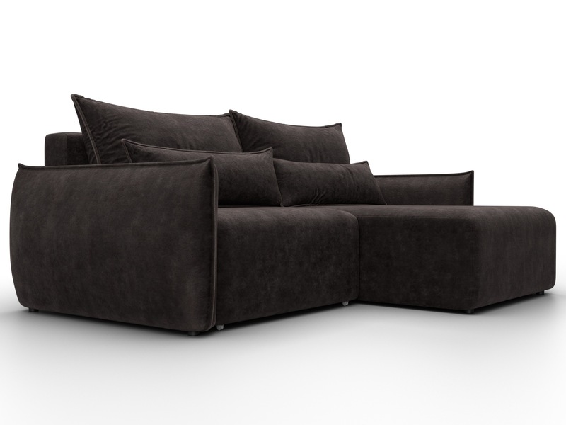 Диван угловой Лига-051 НПБ угол универсальный, Велюр, BRUT 17 коричневый