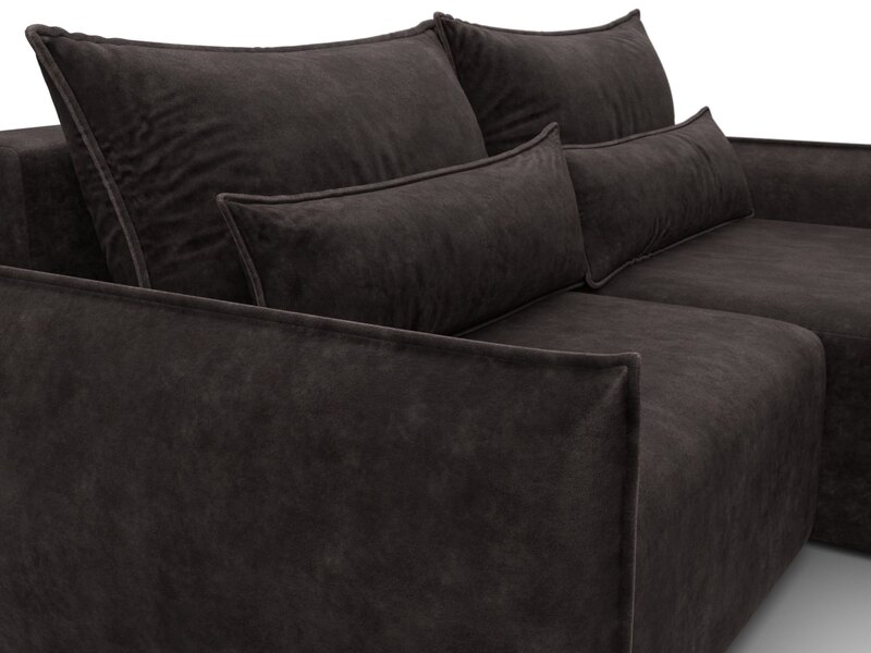 Диван угловой Лига-051 НПБ угол универсальный, Велюр, BRUT 17 коричневый