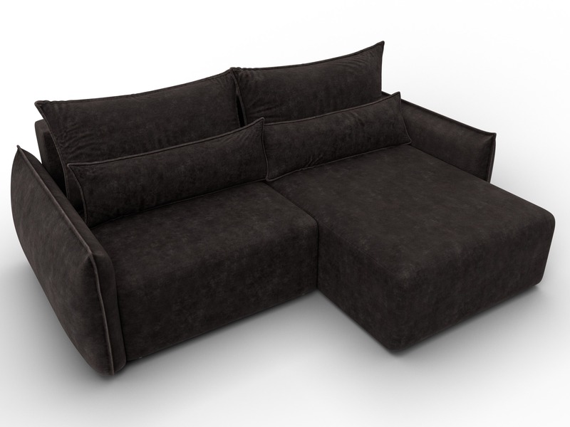 Диван угловой Лига-051 НПБ угол универсальный, Велюр, BRUT 17 коричневый