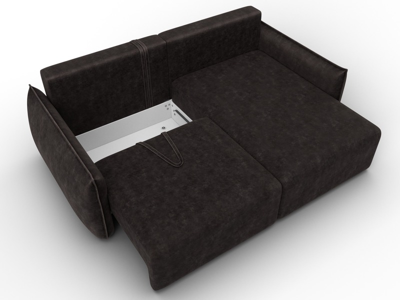 Диван угловой Лига-051 НПБ угол универсальный, Велюр, BRUT 17 коричневый