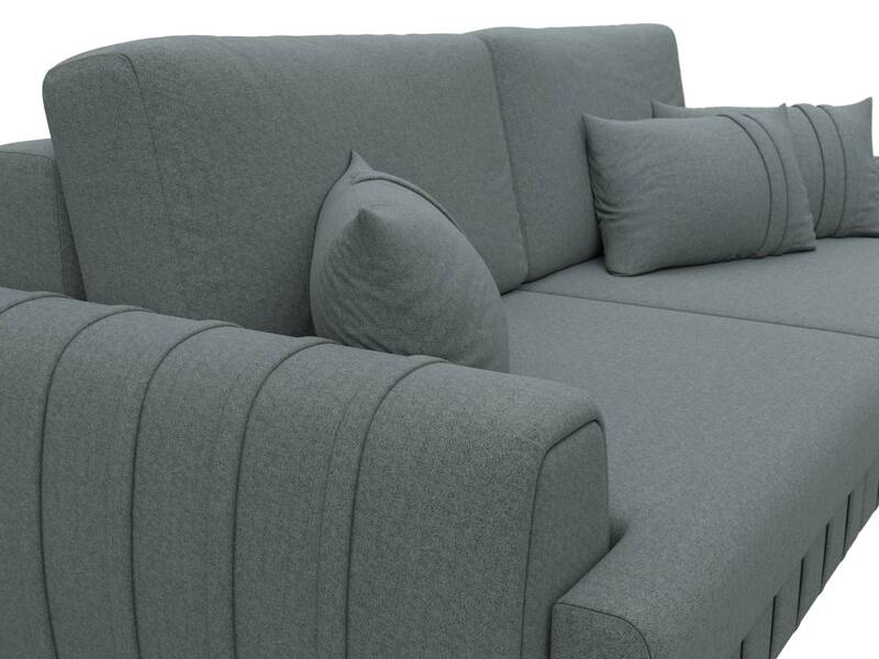 Диван прямой Лига-057 НПБ, Рогожка, Амур 07 серый