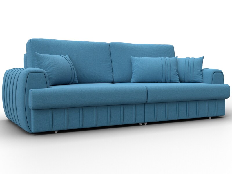 Диван прямой Лига-057 НПБ, Рогожка, Амур 10 голубой