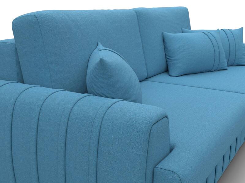 Диван прямой Лига-057 НПБ, Рогожка, Амур 10 голубой