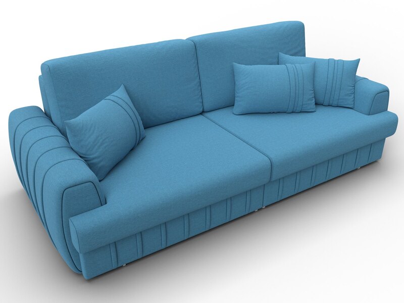 Диван прямой Лига-057 НПБ, Рогожка, Амур 10 голубой