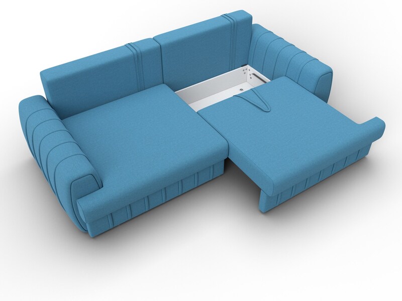 Диван прямой Лига-057 НПБ, Рогожка, Амур 10 голубой