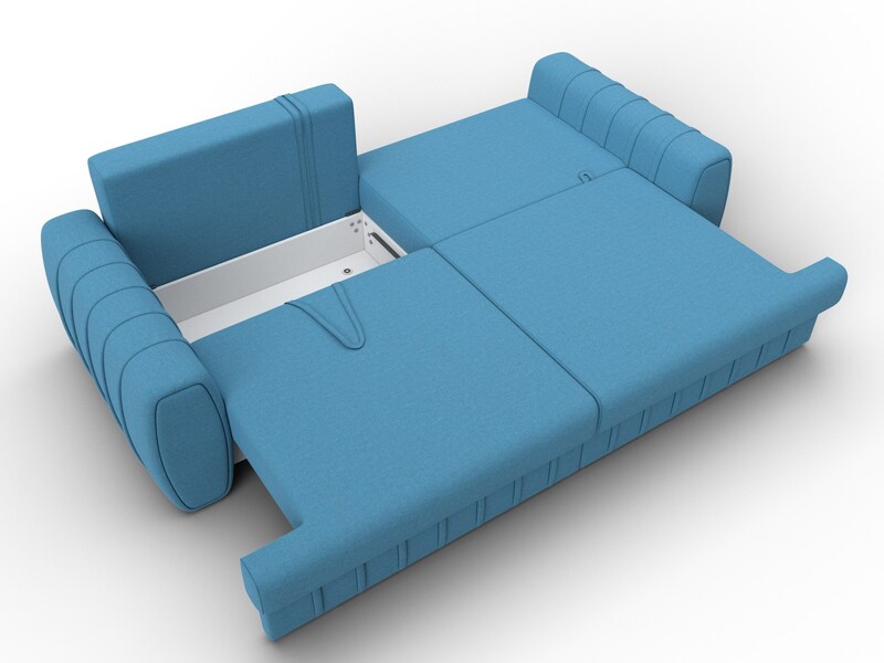 Диван прямой Лига-057 НПБ, Рогожка, Амур 10 голубой
