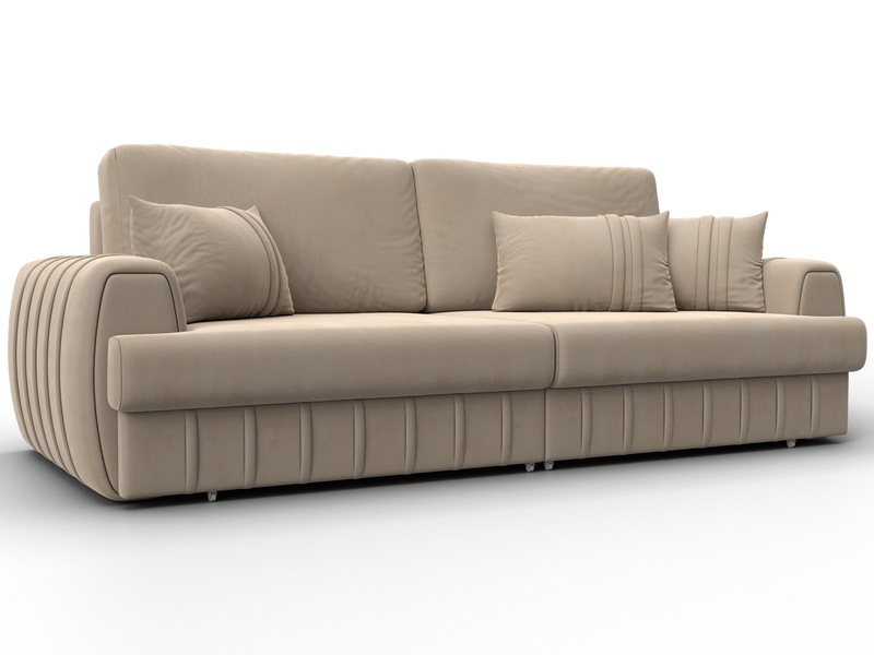 Диван прямой Лига-057 НПБ, Велюр, SEVEN 729 бежевый