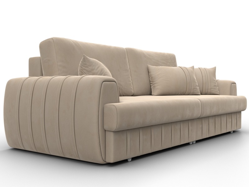 Диван прямой Лига-057 НПБ, Велюр, SEVEN 729 бежевый