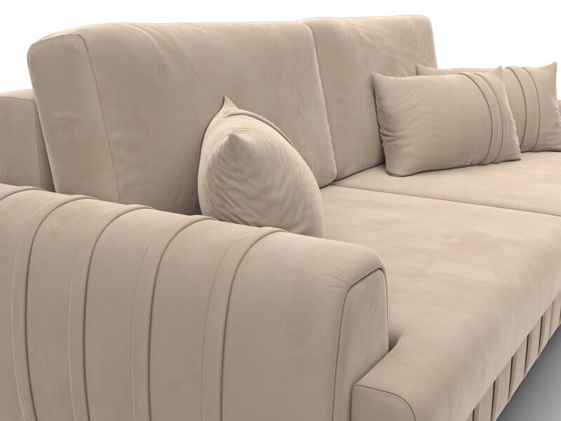 Диван прямой Лига-057 НПБ, Велюр, SEVEN 729 бежевый