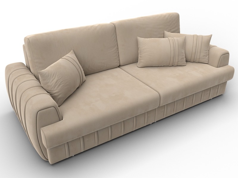 Диван прямой Лига-057 НПБ, Велюр, SEVEN 729 бежевый