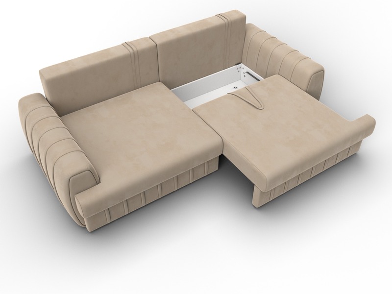 Диван прямой Лига-057 НПБ, Велюр, SEVEN 729 бежевый