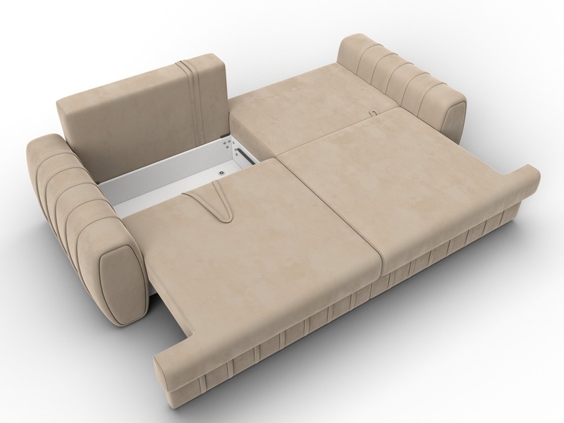 Диван прямой Лига-057 НПБ, Велюр, SEVEN 729 бежевый