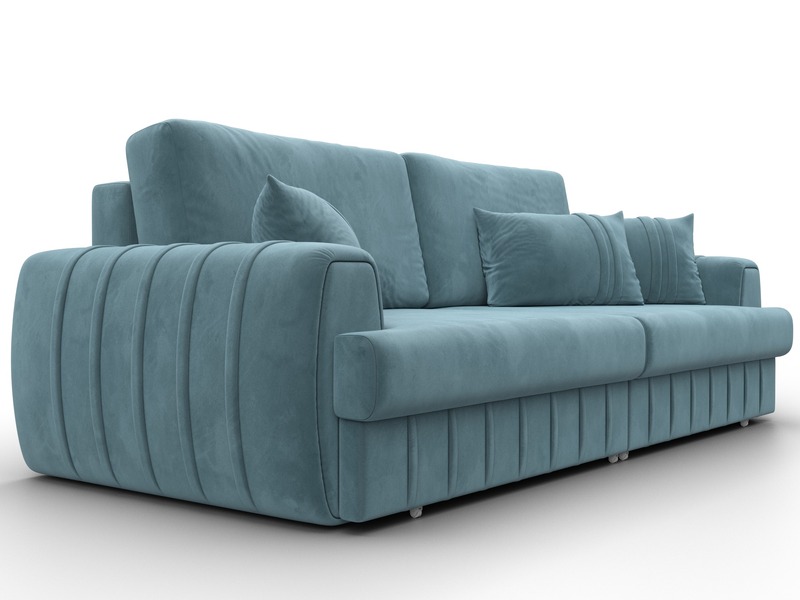 Диван прямой Лига-057 НПБ, Велюр, SEVEN 113 бирюзовый