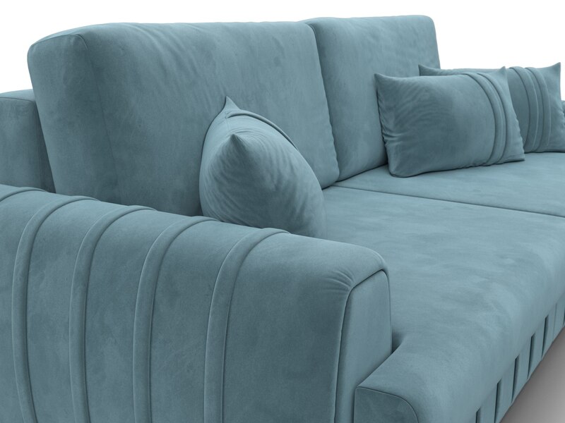 Диван прямой Лига-057 НПБ, Велюр, SEVEN 113 бирюзовый