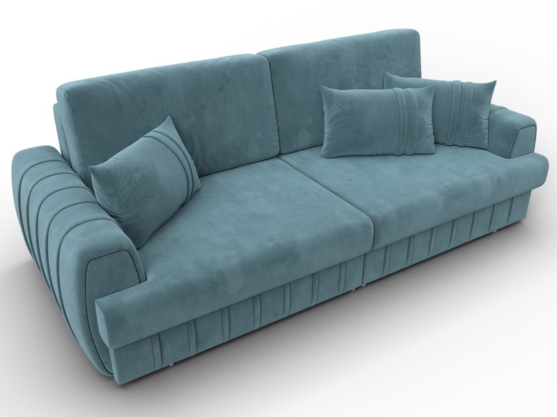 Диван прямой Лига-057 НПБ, Велюр, SEVEN 113 бирюзовый