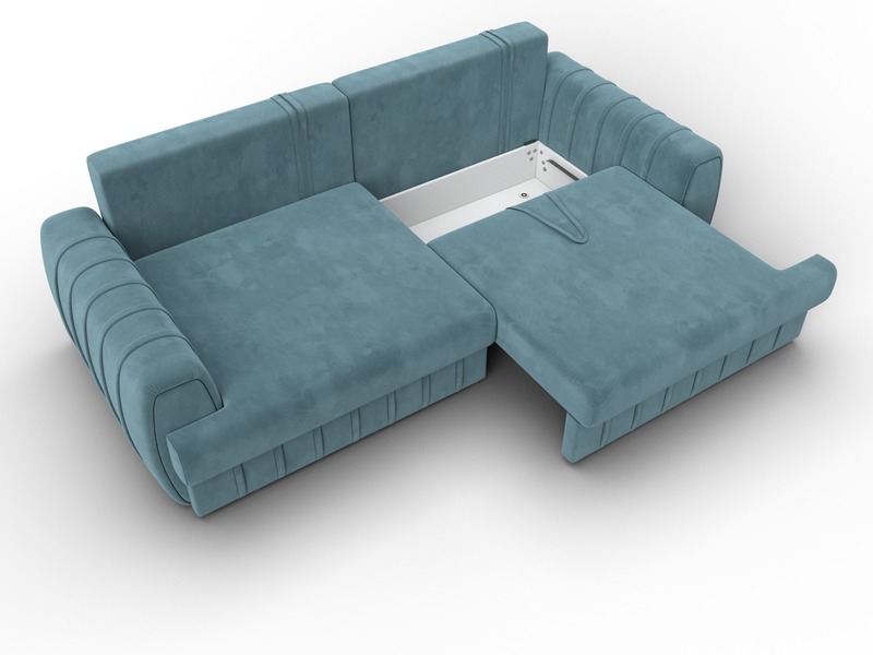 Диван прямой Лига-057 НПБ, Велюр, SEVEN 113 бирюзовый