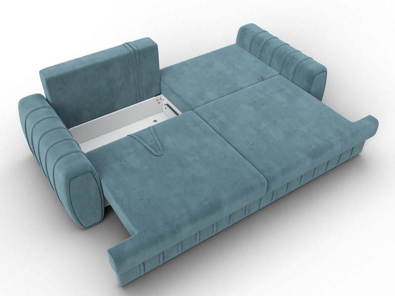 Диван прямой Лига-057 НПБ, Велюр, SEVEN 113 бирюзовый