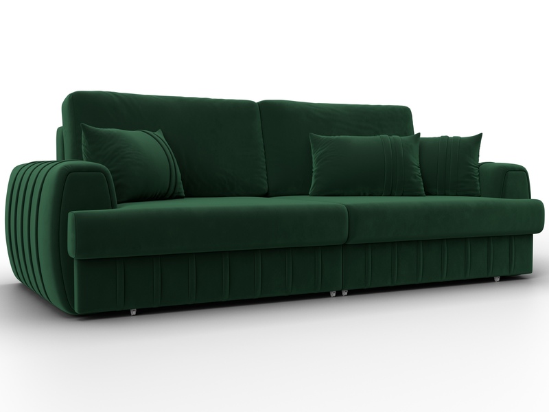 Диван прямой Лига-057 НПБ, Велюр, SEVEN 626 зеленый