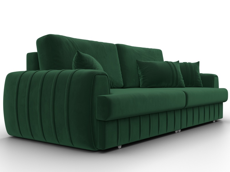 Диван прямой Лига-057 НПБ, Велюр, SEVEN 626 зеленый