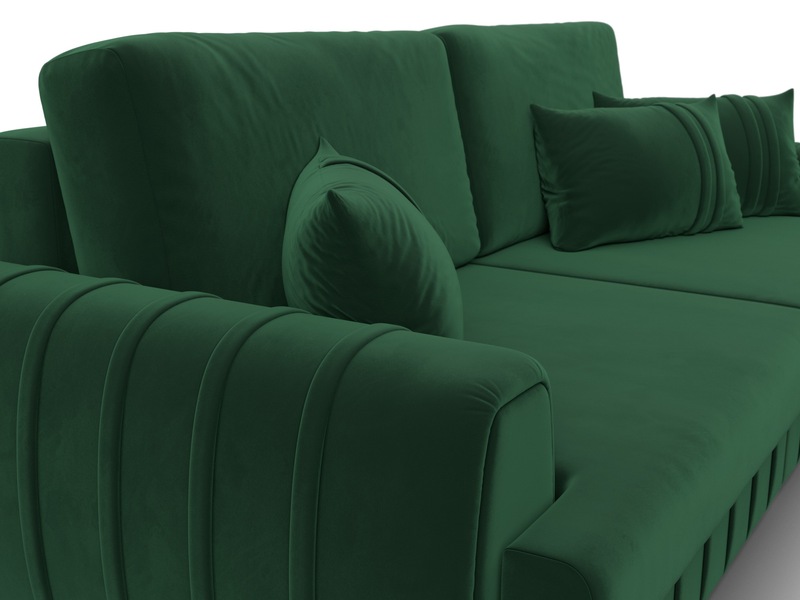 Диван прямой Лига-057 НПБ, Велюр, SEVEN 626 зеленый