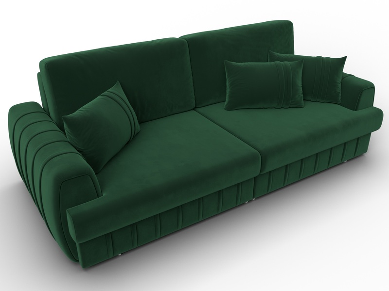Диван прямой Лига-057 НПБ, Велюр, SEVEN 626 зеленый