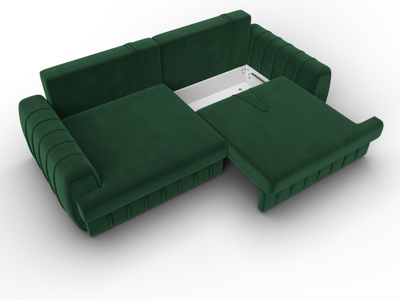 Диван прямой Лига-057 НПБ, Велюр, SEVEN 626 зеленый