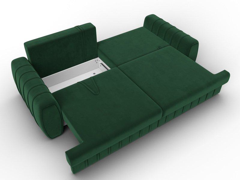 Диван прямой Лига-057 НПБ, Велюр, SEVEN 626 зеленый