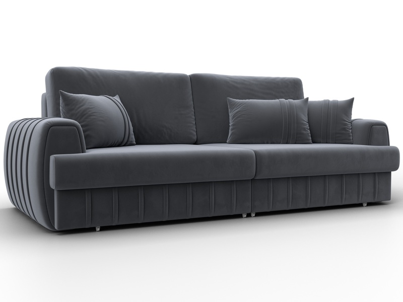 Диван прямой Лига-057 НПБ, Велюр, SEVEN 17 серый