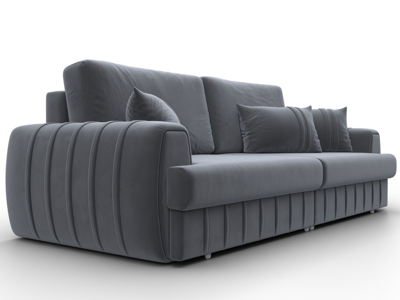 Диван прямой Лига-057 НПБ, Велюр, SEVEN 17 серый