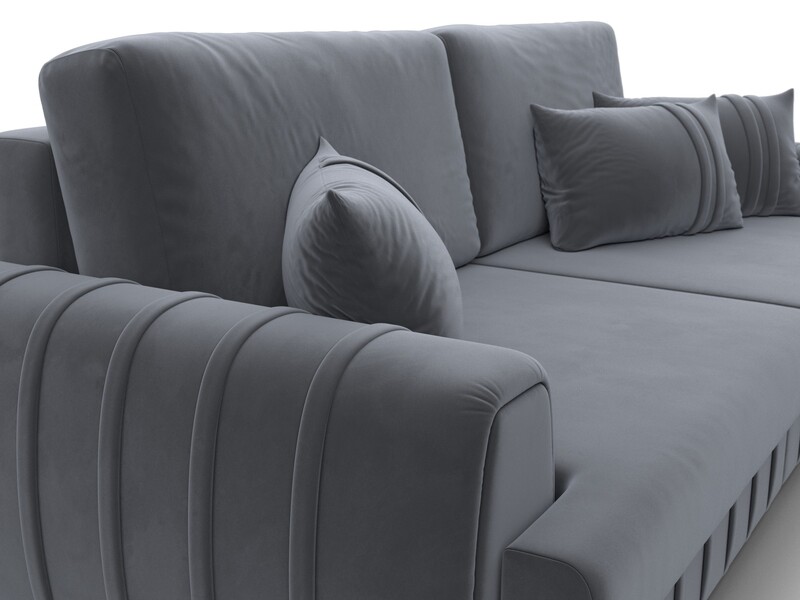 Диван прямой Лига-057 НПБ, Велюр, SEVEN 17 серый