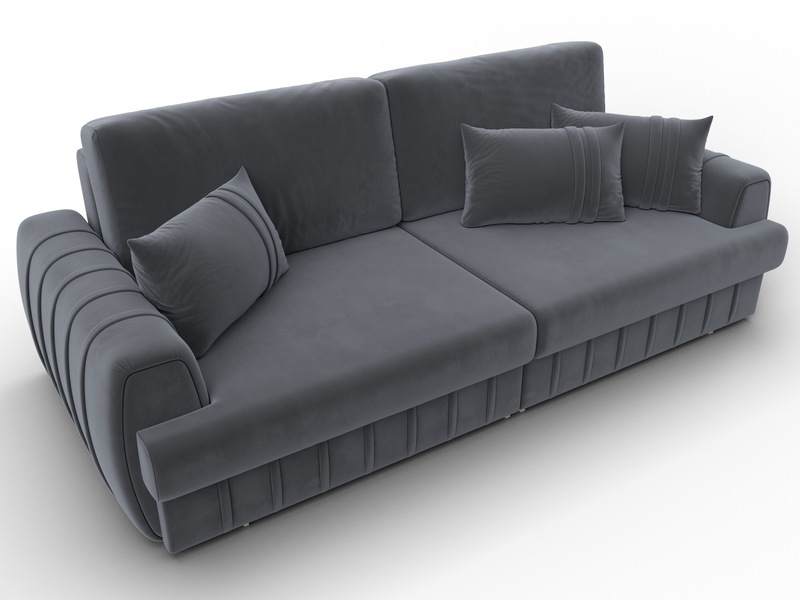 Диван прямой Лига-057 НПБ, Велюр, SEVEN 17 серый