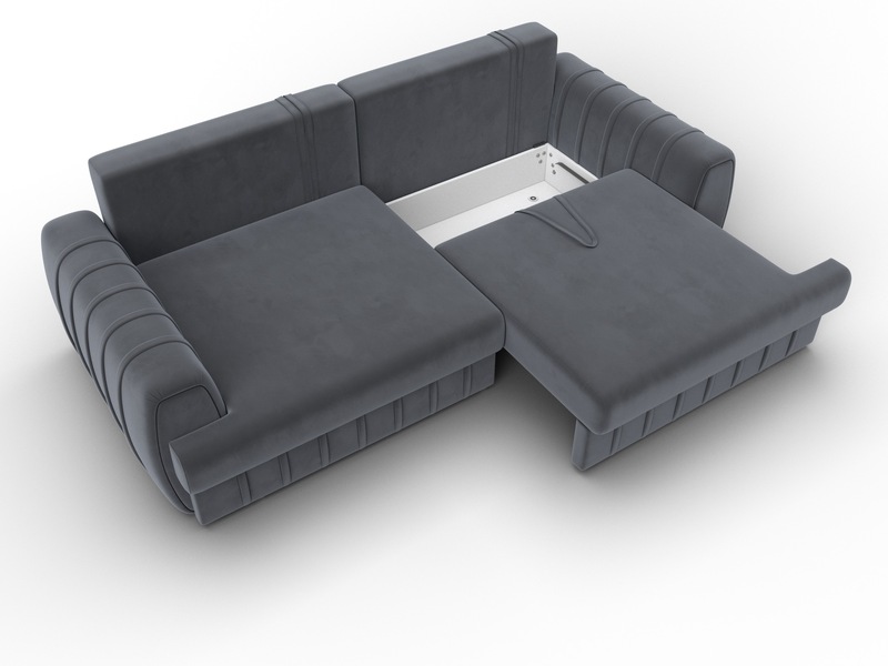 Диван прямой Лига-057 НПБ, Велюр, SEVEN 17 серый