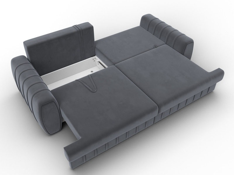 Диван прямой Лига-057 НПБ, Велюр, SEVEN 17 серый