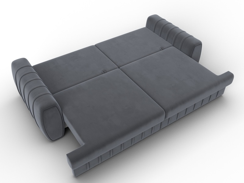 Диван прямой Лига-057 НПБ, Велюр, SEVEN 17 серый